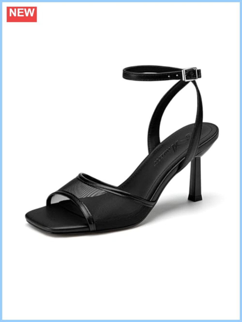 Athlefit Stiletto Heels Square Open Toe Ankle Strap for Wedding Prom